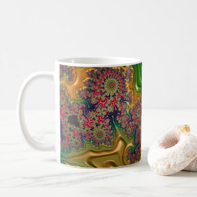 Taza De Café Bosque fractal (Con donut)