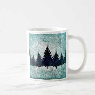 Taza De Café Bosque imperecedero rústico apenado de los árbol