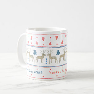 Taza De Café Bosque invernal nórdico con texto y nombres person