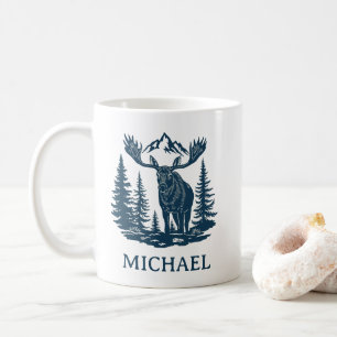 Taza De Café Bosque Invernal Terrestre Alce Personalizado  