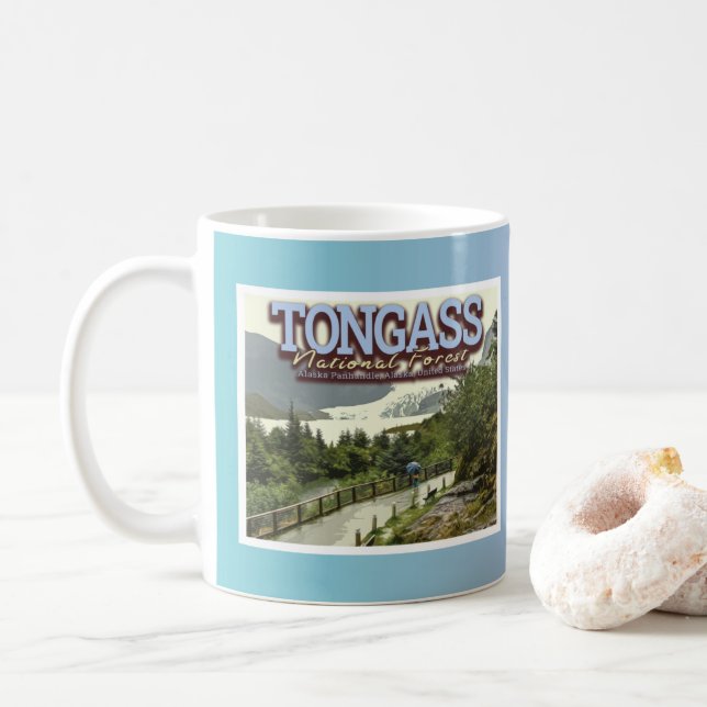 TAZA DE CAFÉ BOSQUE NACIONAL DE TONGASS - GLACIER MENDENHALL (Con donut)