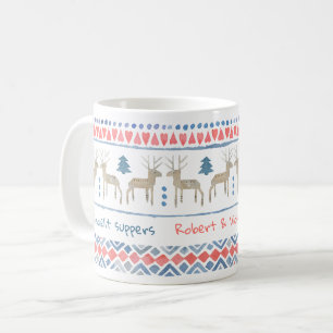 Taza De Café Bosque nórdico con texto personalizado y nombres