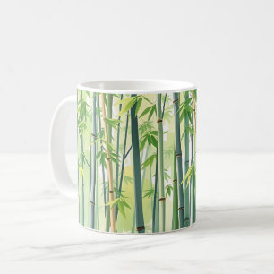 Taza De Café Bosque pacífico de bambú en acuarela