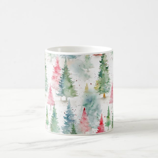 Taza De Café Bosque, Pinos Verdes Rojo Fiesta (Centro)