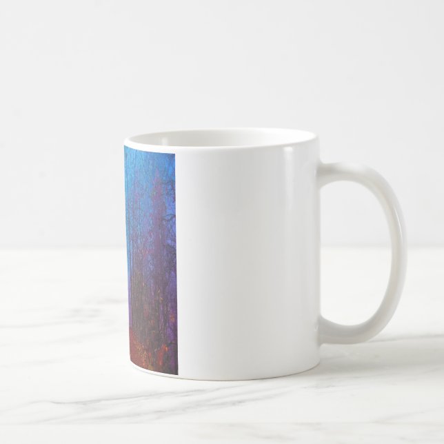 Taza De Café Bosque pintado Otoño Niebla Púrpura (Derecha)