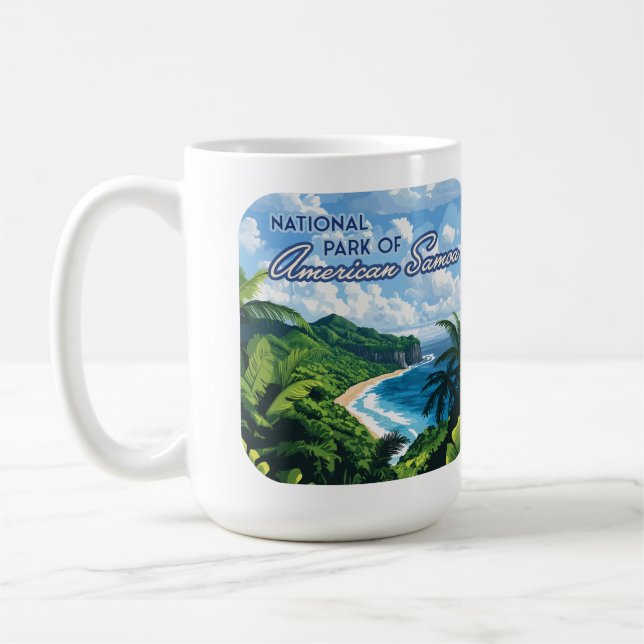 Taza De Café Bosque pluvial de la playa de Samoa Americana (Izquierda)