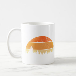 Taza De Café Bosque Retro del Atardecer