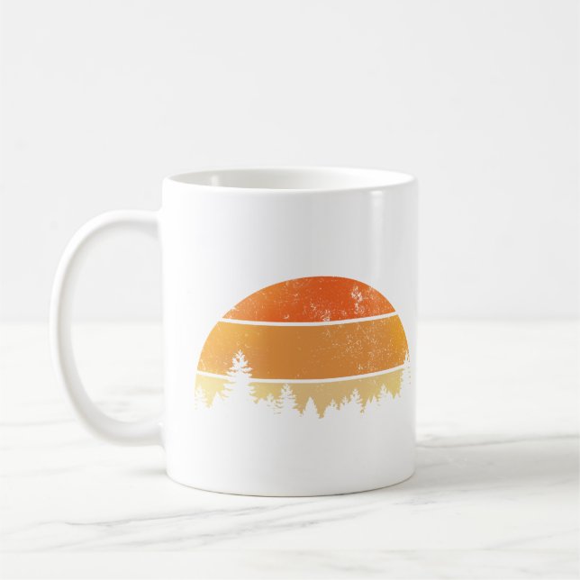 Taza De Café Bosque Retro del Atardecer (Izquierda)