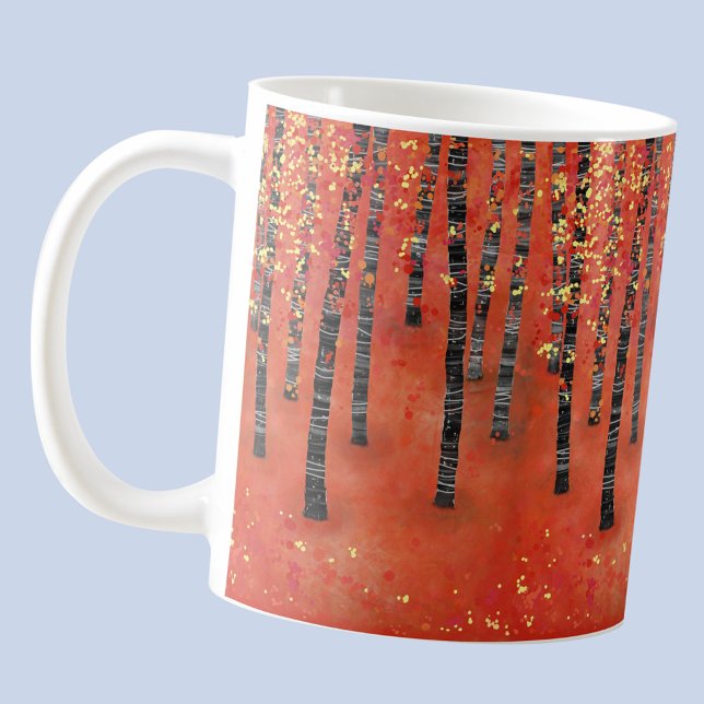 Taza De Café Bosque Rojo (Forest art red mug)
