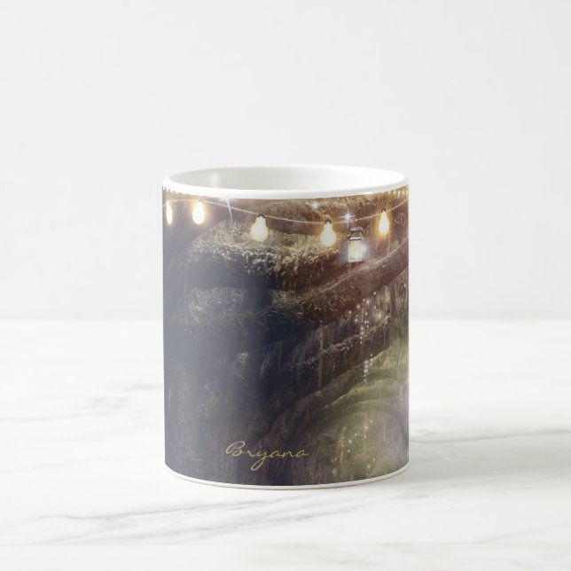 Taza De Café Bosque Rústico Bosque Encantado y Luces (Centro)