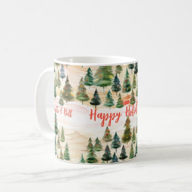 Taza De Café Bosque Rústico de Árboles de Navidad (Anverso izquierdo)