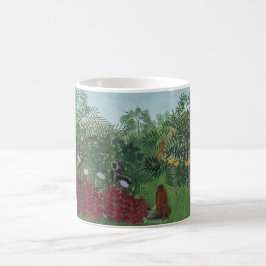 Taza De Café Bosque tropical con simios y serpientes (Rousseau)