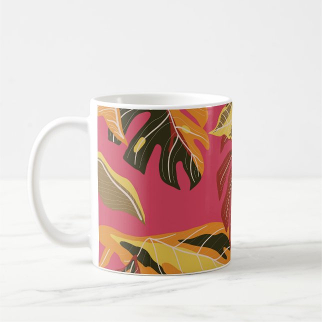 Taza De Café Bosque tropical. Resumen de la naturaleza ilustrac (Izquierda)