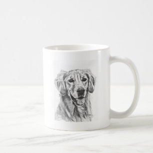 Taza De Café Bosquejo del carbón de leña del golden retriever