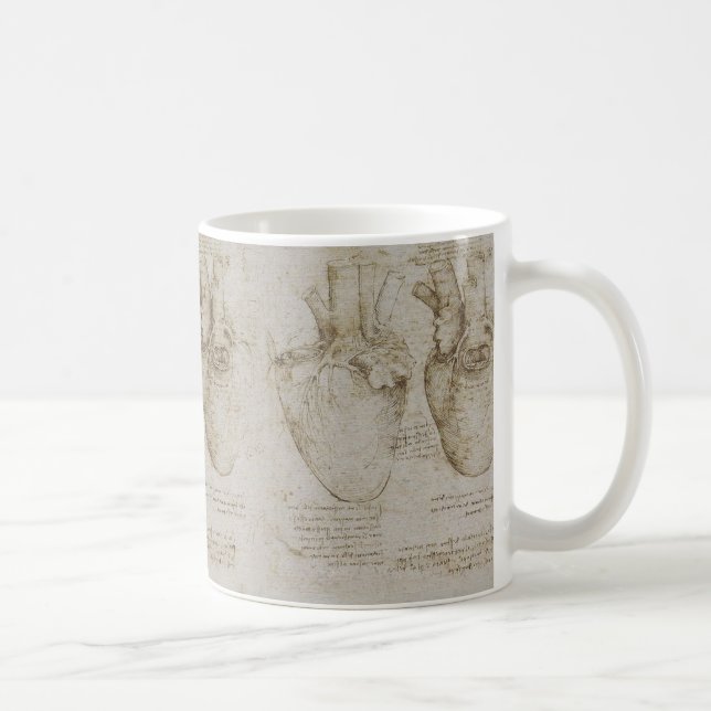 Taza De Café Bosquejos humanos de la anatomía del corazón de da (Derecha)