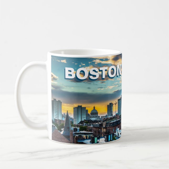 Taza De Café Bosto Coffee Mug Massachusetts City Skyline Gift (Izquierda)
