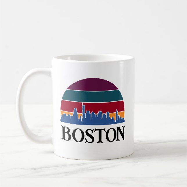 Taza De Café Boston Massachusetts Vintage Cityscape (Izquierda)