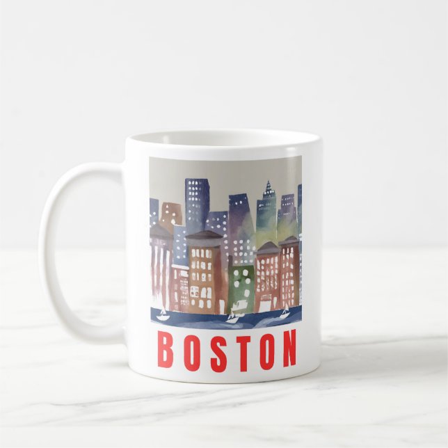 Taza De Café Boston Skyline Art: monumentos históricos (Izquierda)