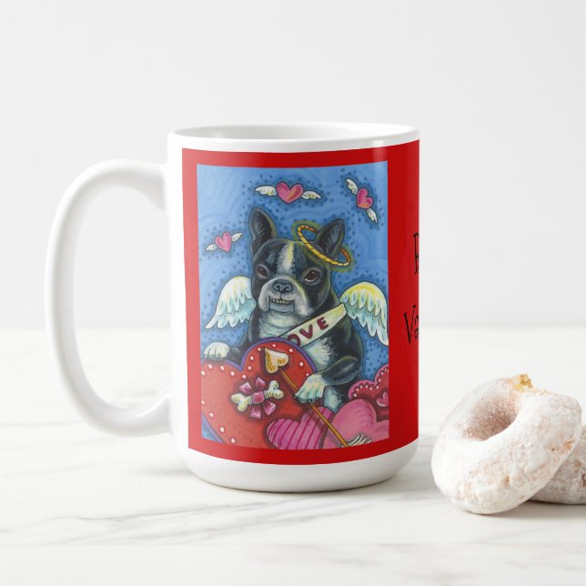 Taza De Café Boston Terrible Cupid DOG VALENTINE CLASSIC MUG Re (Con donut)