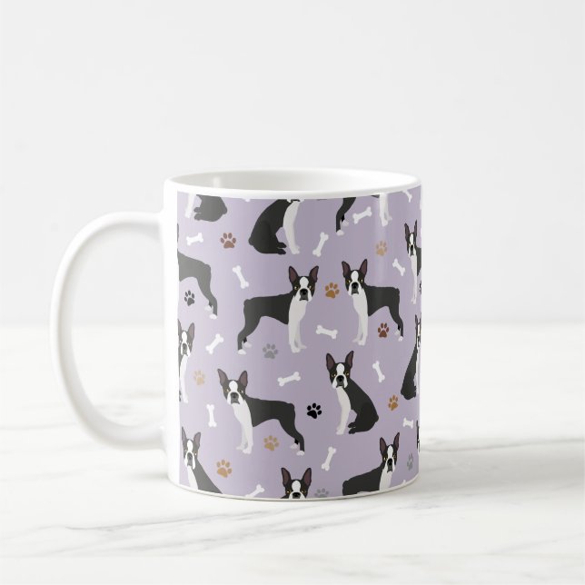 Taza De Café Boston Terrier Bones y Paws Coffee Mug (Izquierda)