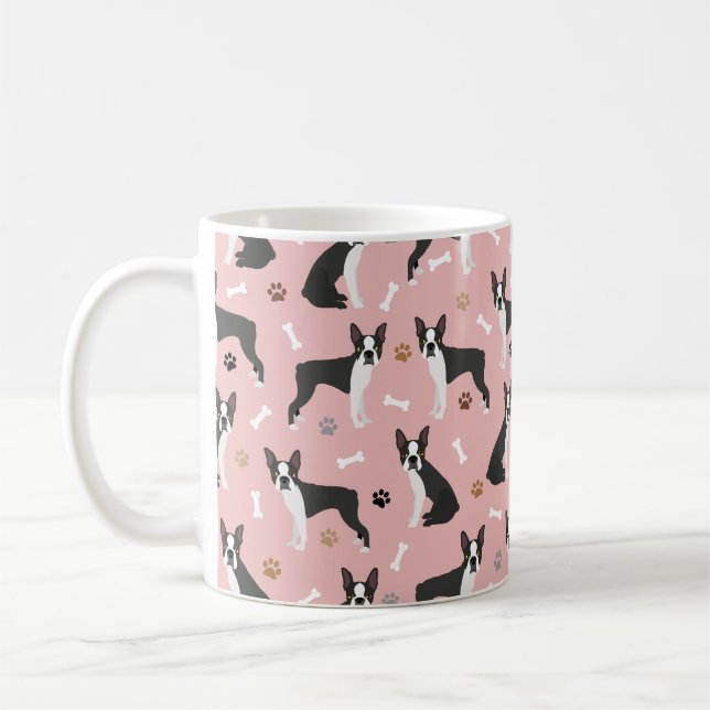 Taza De Café Boston Terrier Bones y Paws Coffee Mug (Izquierda)