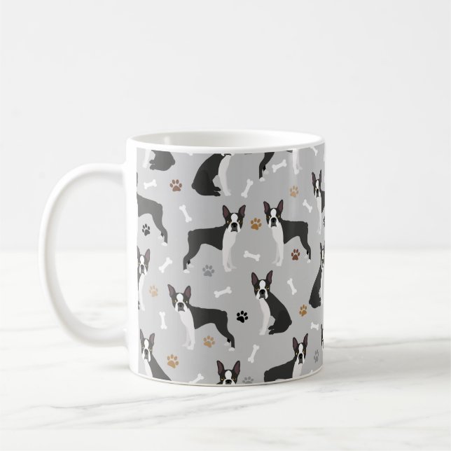 Taza De Café Boston Terrier Bones y Paws Coffee Mug (Izquierda)