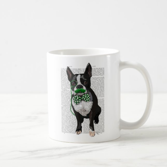 Taza De Café Boston Terrier Con Dolor Verde Y Espléndido 2 (Derecha)