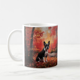 Taza De Café Boston Terrier en otoño hojas caídas inspiran