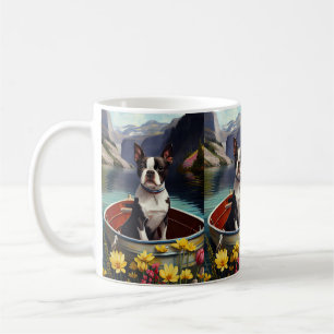 Taza De Café Boston Terrier en un remo: Una aventura escénica