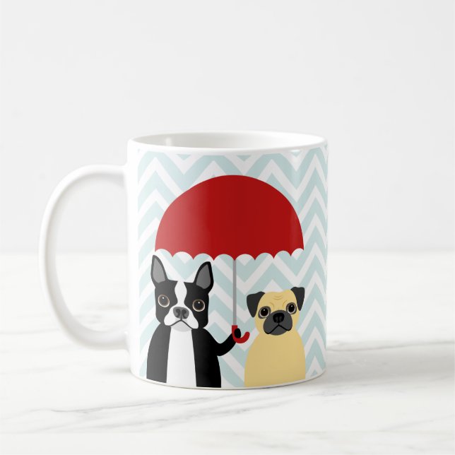 Taza De Café Boston Terrier Mugs (Izquierda)