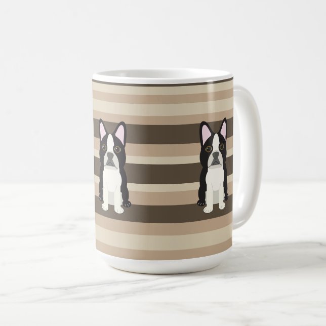 Taza De Café Boston Terrier Neutral striped  (Anverso derecho)