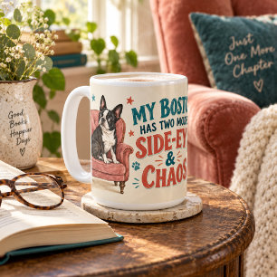 Taza De Café Boston Terrier Personalizado con Mirada de Reojo y