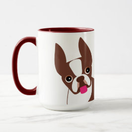 Taza De Café Boston Terrier Red Brown y White