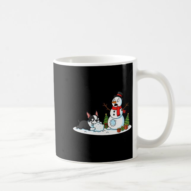 Taza De Café Boston Terrier Snowman Christmas Tree Xmas Womens  (Derecha)