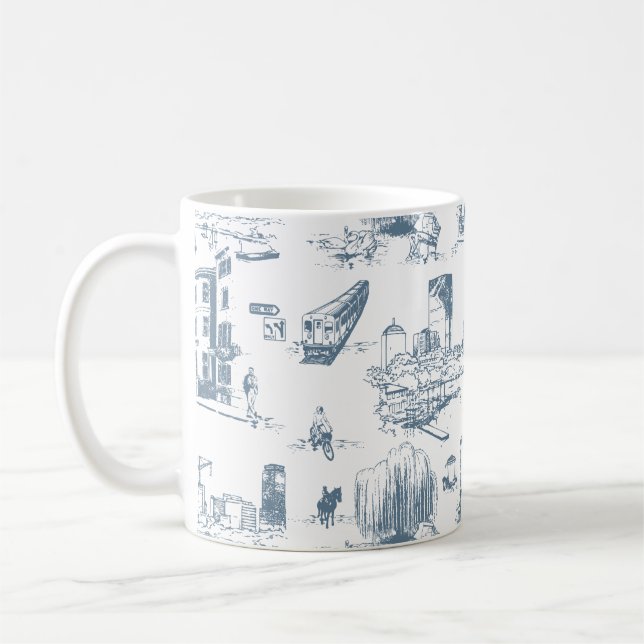 Taza De Café Boston Toile Blue (Izquierda)