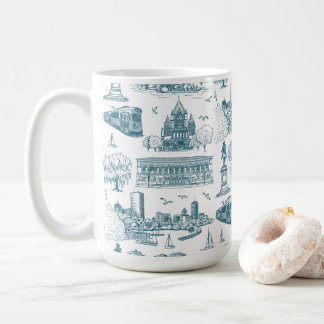 Taza De Café Boston Toile (Ed. Aniversario) Azul/Blanco