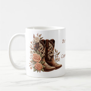 Taza De Café Bota vaquera de country con flores