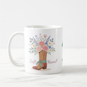 Taza De Café Bota vaquera floral occidental personalizada Mamá