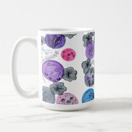 Taza de café botánica de acuarela artística