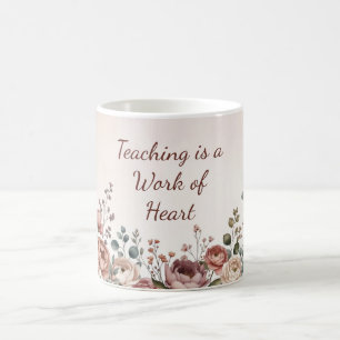 Taza de café botánica de peonía con acuarela para 