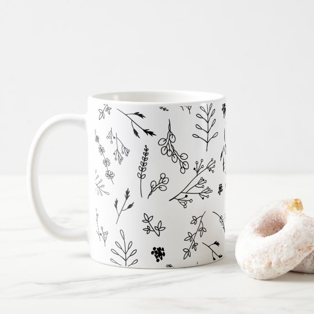 Taza De Café Botánica moderna y minimalista (Con donut)