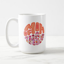 Taza De Café Botanical Colorful Orange Floral Mom of Three Kids
