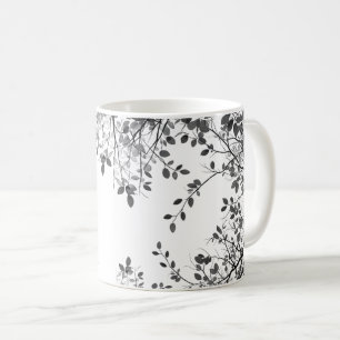 Taza De Café Botánico Blanco Negro