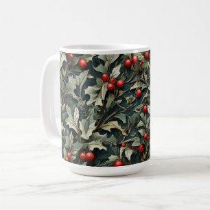 Taza De Café botánico de bayas de acebo inglés vintage