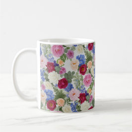 Taza De Café Botánico Victoriano Rubor y Azul