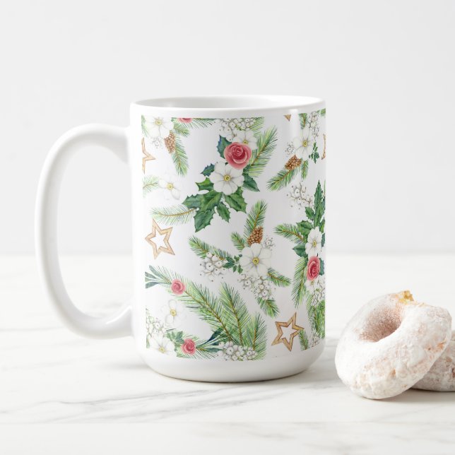 Taza De Café Botánicos feriales de invierno festivos (Con donut)