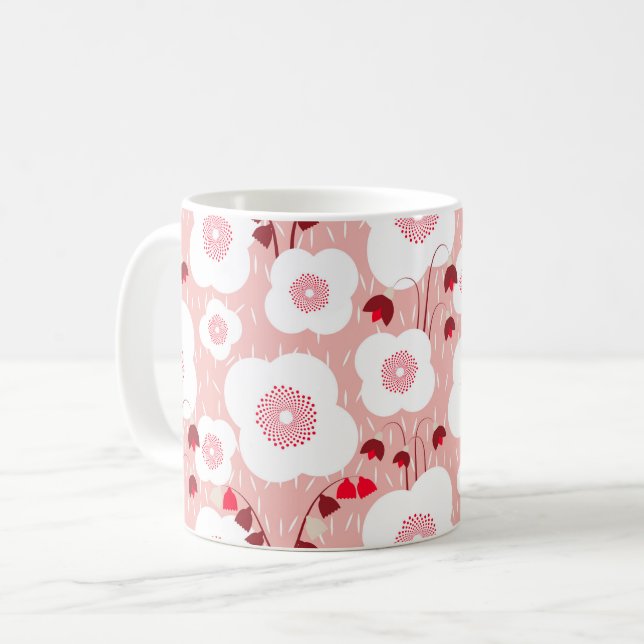 Taza De Café Botánicos neutrales - Poppies rosados (Anverso izquierdo)