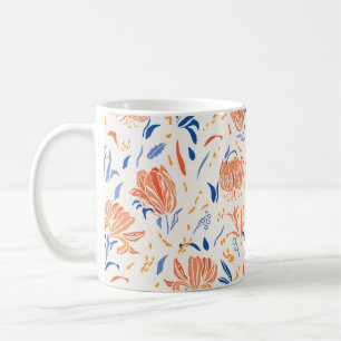 Taza De Café Botany linocut barroco: fondo floral sin costuras