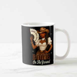 Taza De Café Botas de Historia Negra en el Terreno Vaquera Occi