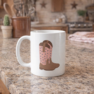 Taza De Café Botas de Vaquero Modernas Estrellas de Purpurina F
